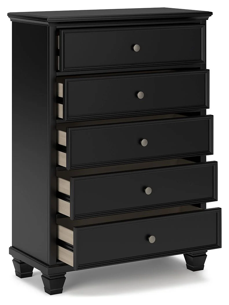 Lanolee - Five Drawer Chest - Black - Image 4