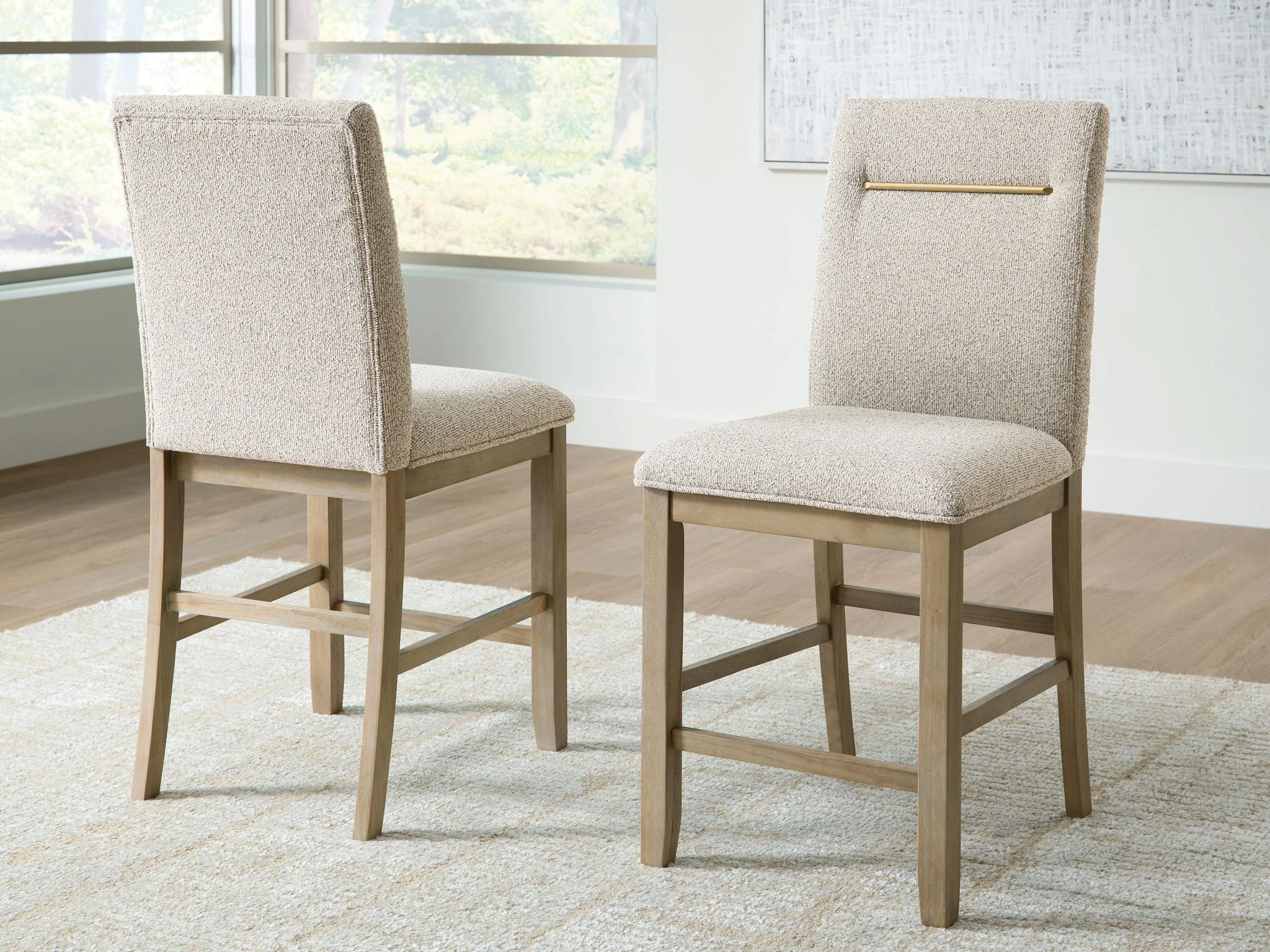 Lasinger - Upholstered Barstool (Set of 2) - Light Brown - Image 4