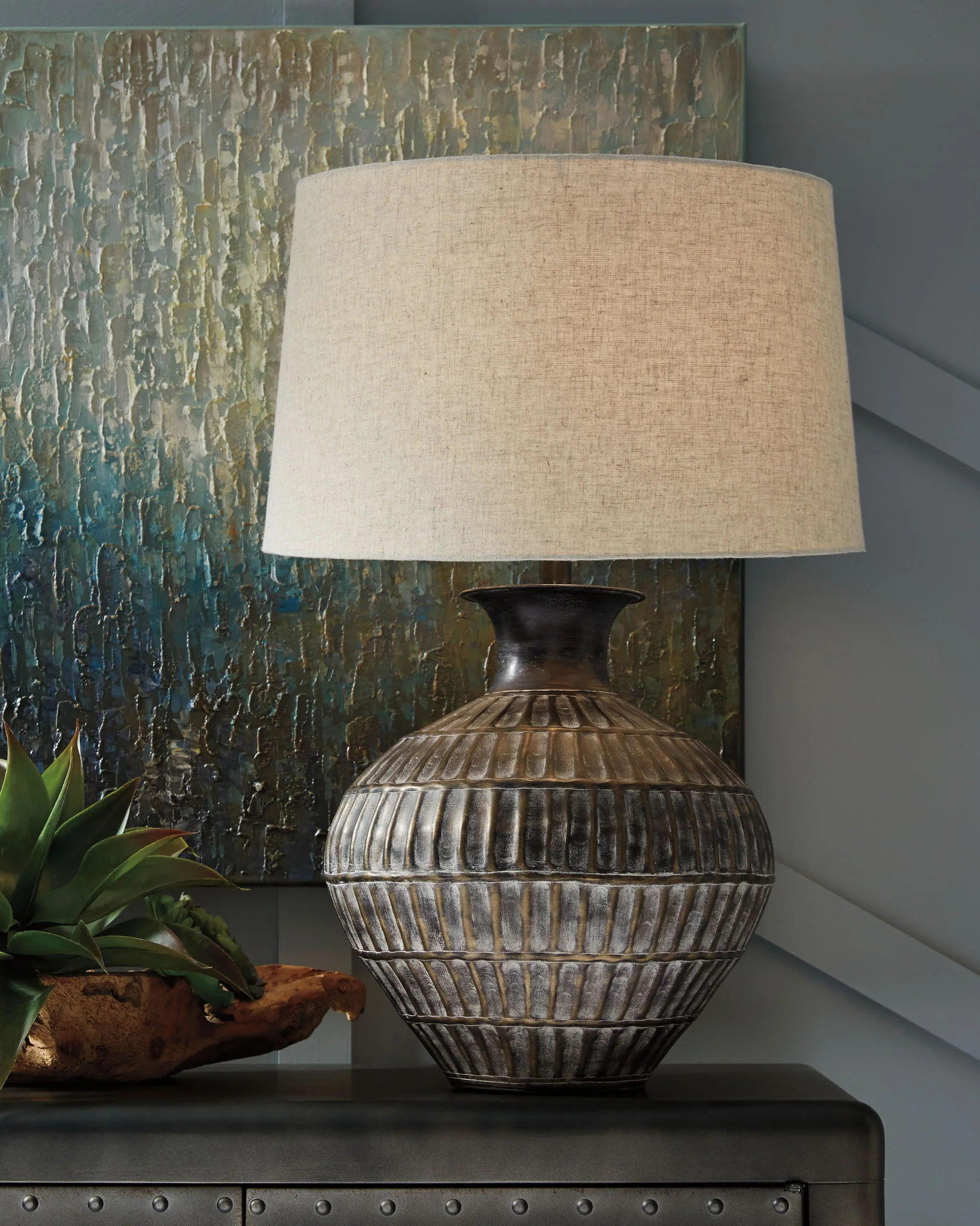 Magan - Metal Table Lamp - Antique Bronze Finish - Image 2