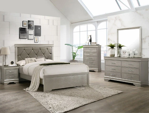 Molly Gray Dresser Mirror and Bed Choose Your Size!!