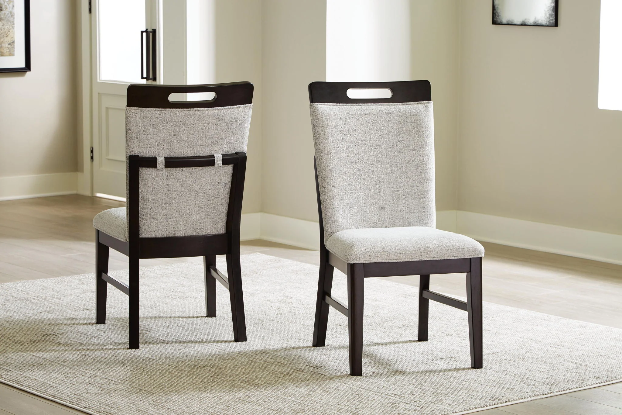 Neymorton - Dining Upholstered Side Chair (Set of 2) - Light Gray / Brown - Image 4