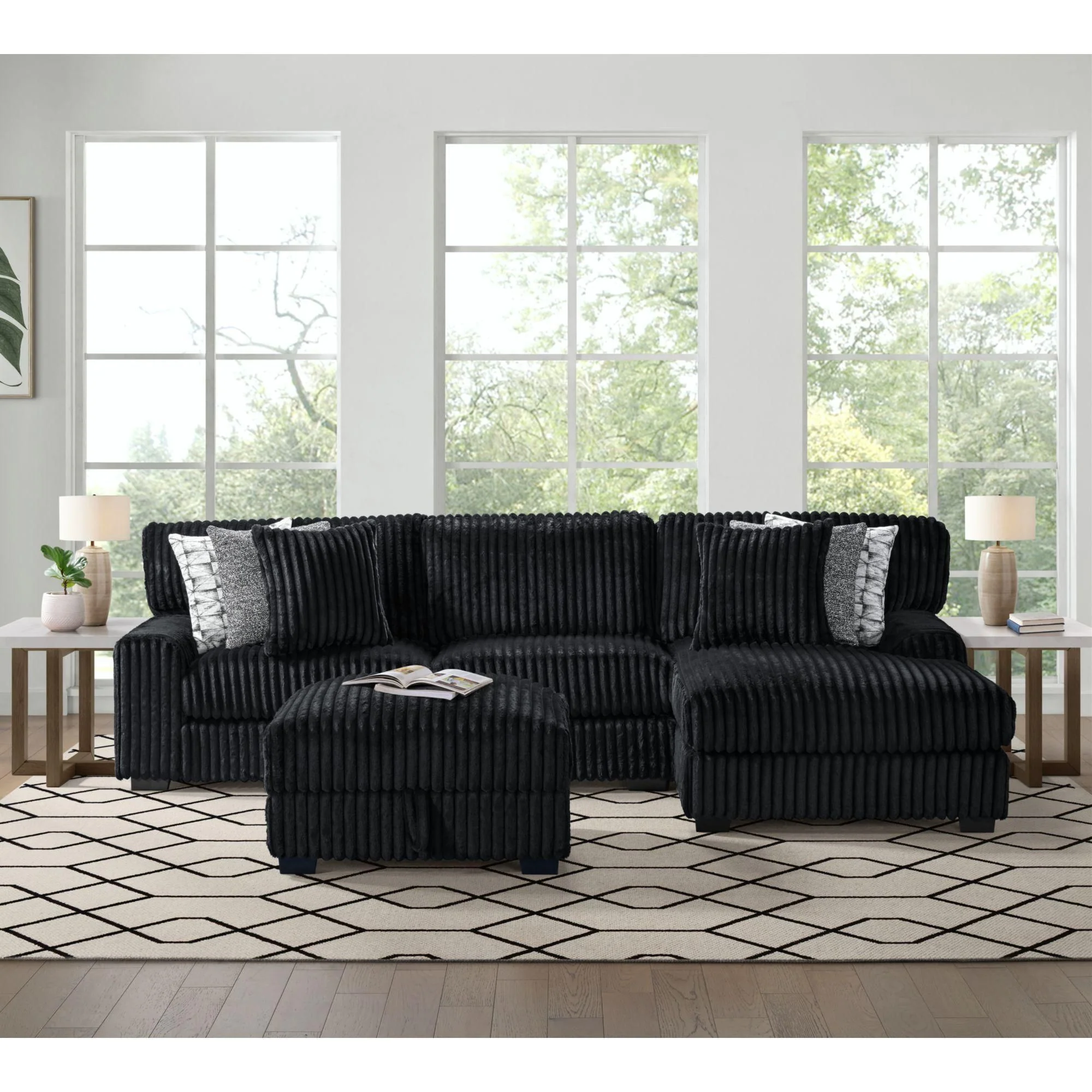 Nightfall Black Corduroy Sectional - Image 2