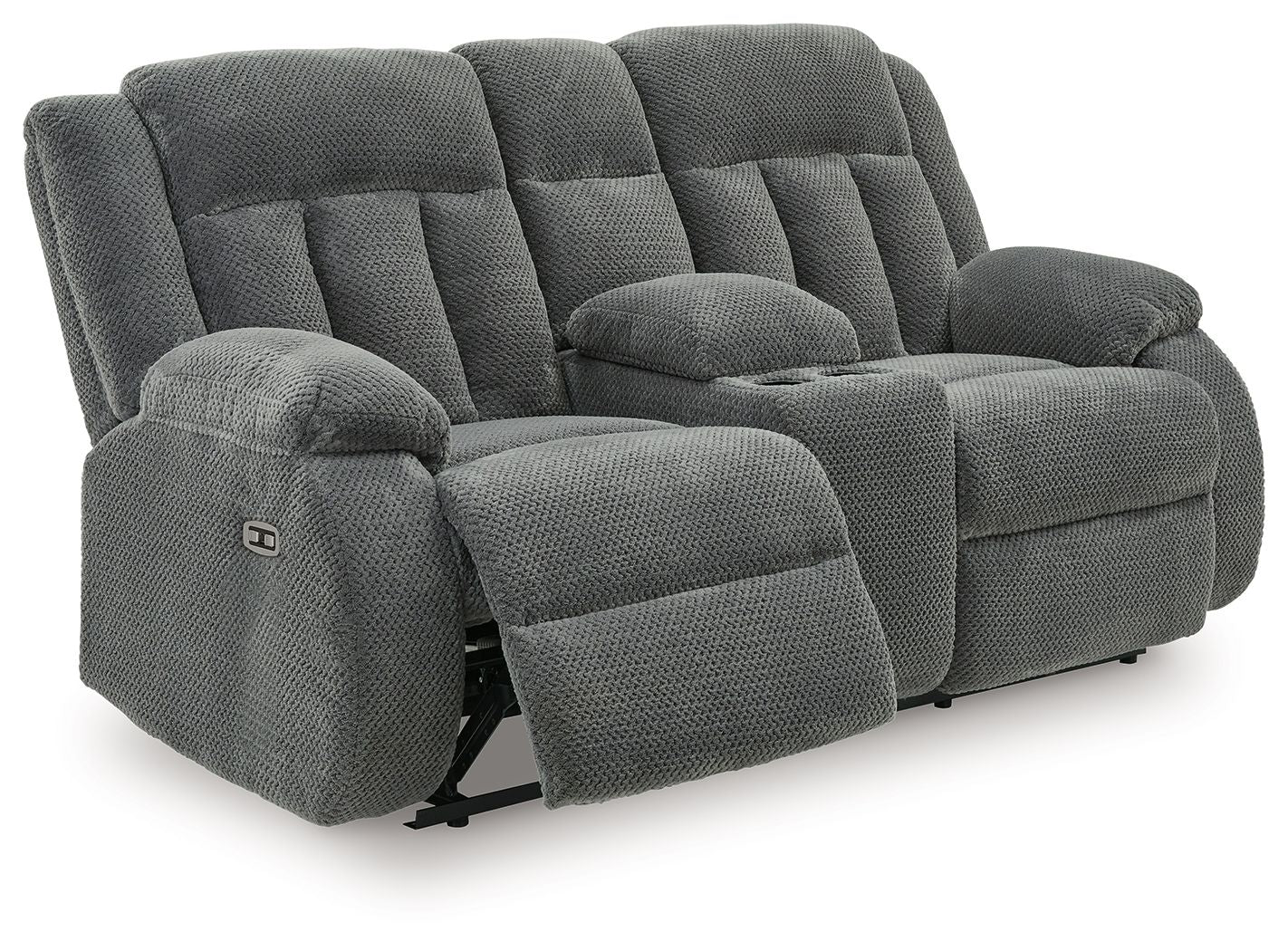 Observation - Double Reclining Power Loveseat With Console - Steel - Image 4