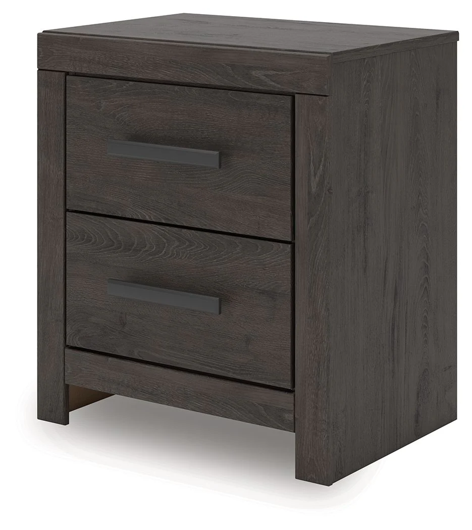 Prendonea - Two Drawer Night Stand - Charcoal - Image 4