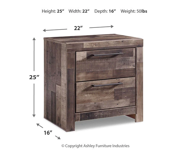 Derekson Queen Panel Bed with 2 Storage Drawers with Mirrored Dresser and Nightstand - Image 9