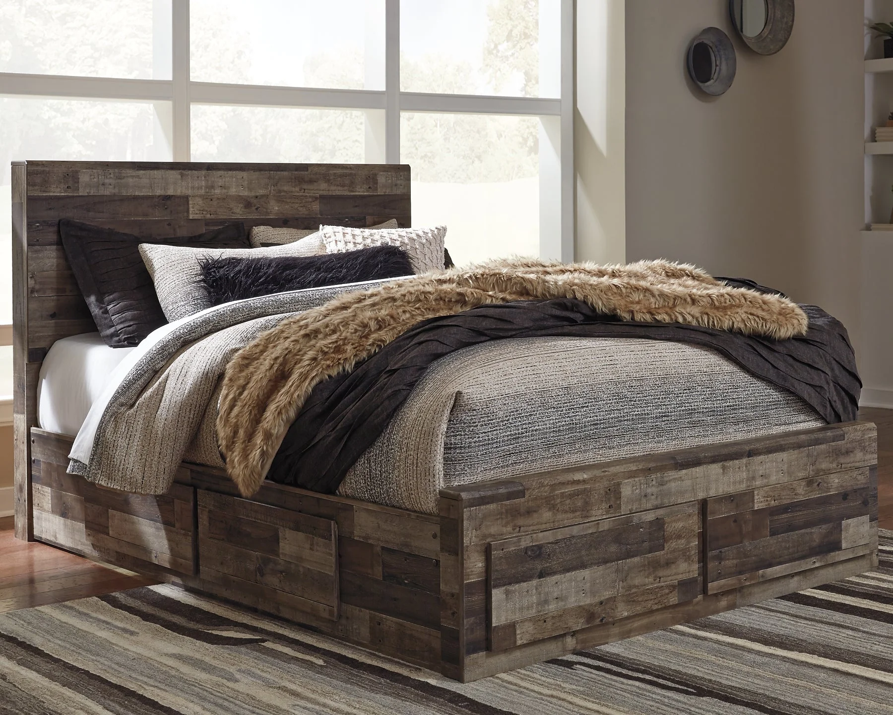 Derekson Queen Panel Bed with 4 Storage Drawers with Mirrored Dresser and 2 Nightstands - Image 6