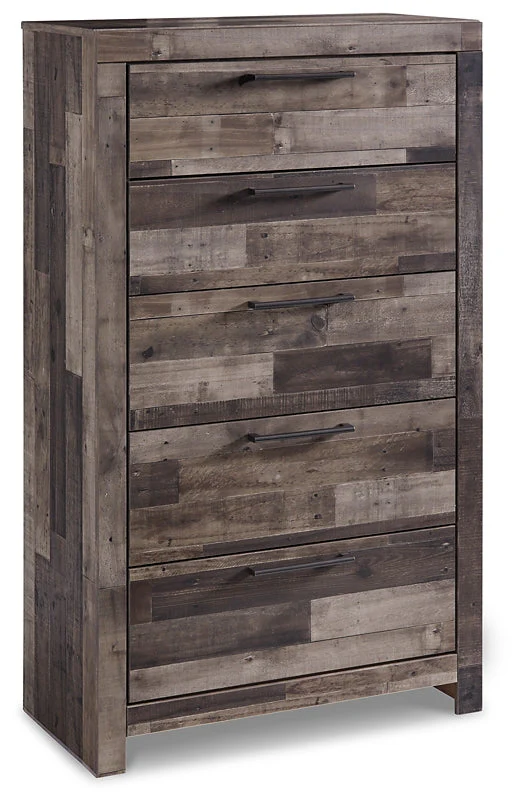 Derekson Queen Panel Bed with 4 Storage Drawers with Mirrored Dresser, Chest and Nightstand - Image 5