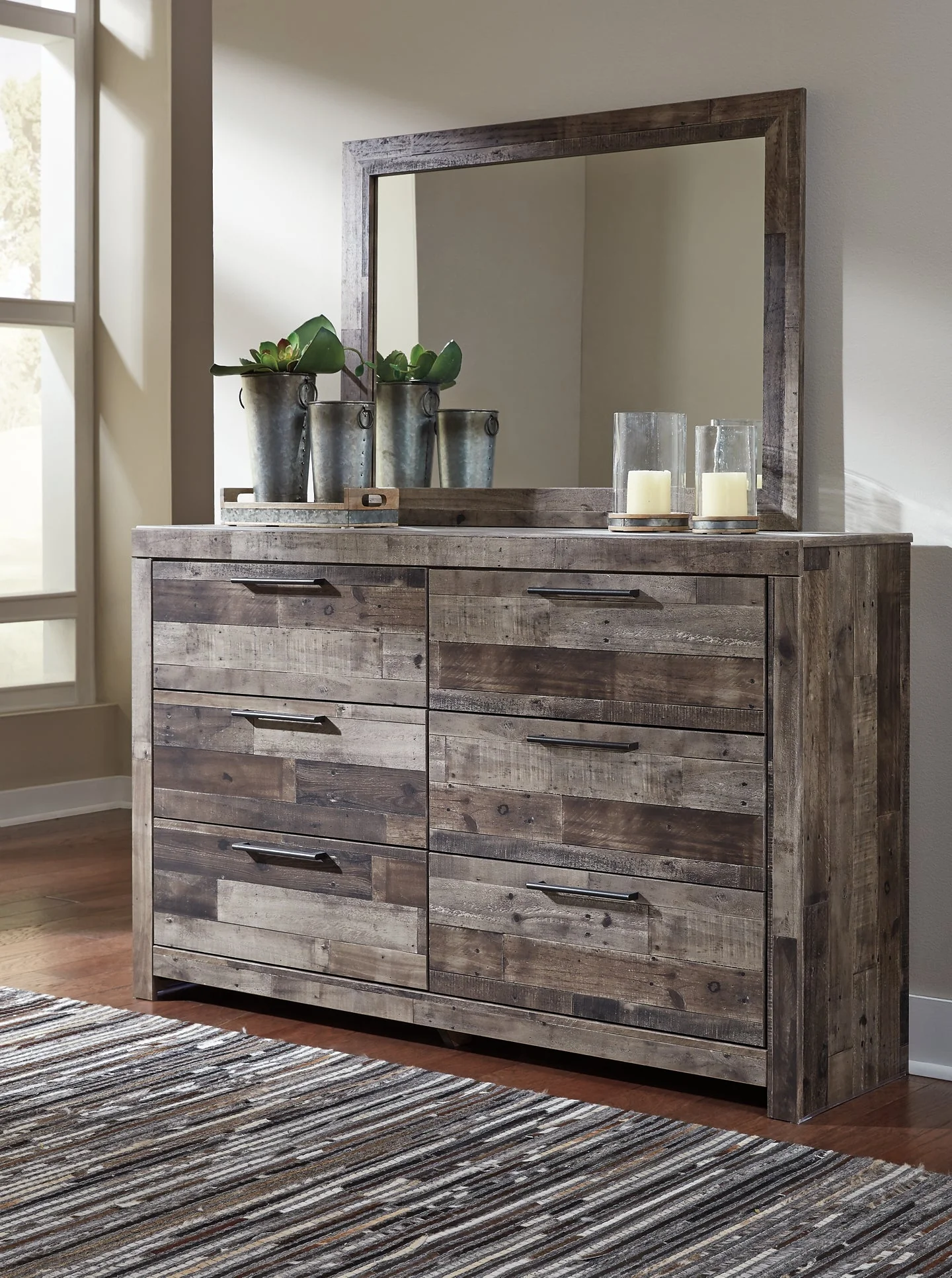 Derekson Queen Panel Bed with 6 Storage Drawers with Mirrored Dresser and 2 Nightstands - Image 4