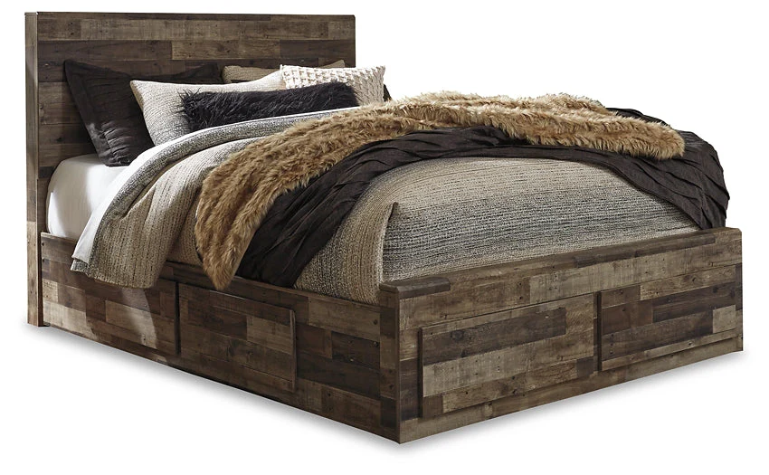 Derekson Queen Panel Bed with 6 Storage Drawers with Mirrored Dresser, Chest and Nightstand - Image 6