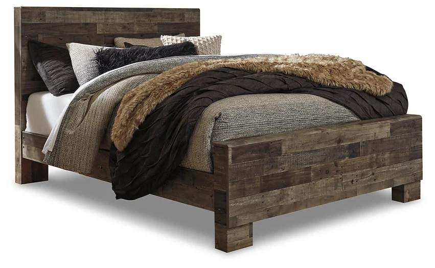Derekson Queen Panel Bed with Mirrored Dresser - Image 2