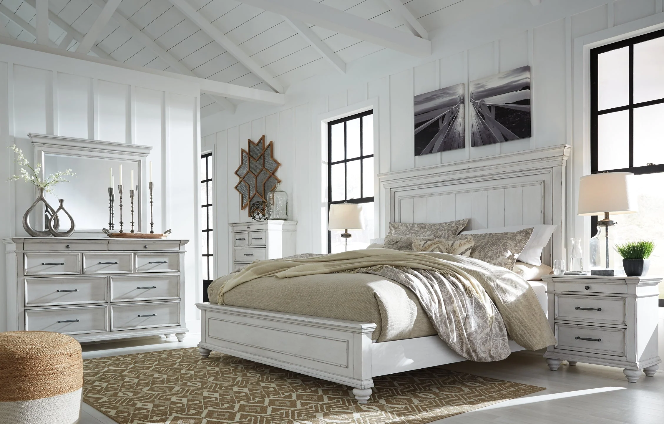 Kanwyn Queen Panel Bed with Mirrored Dresser, Chest and 2 Nightstands - Image 7