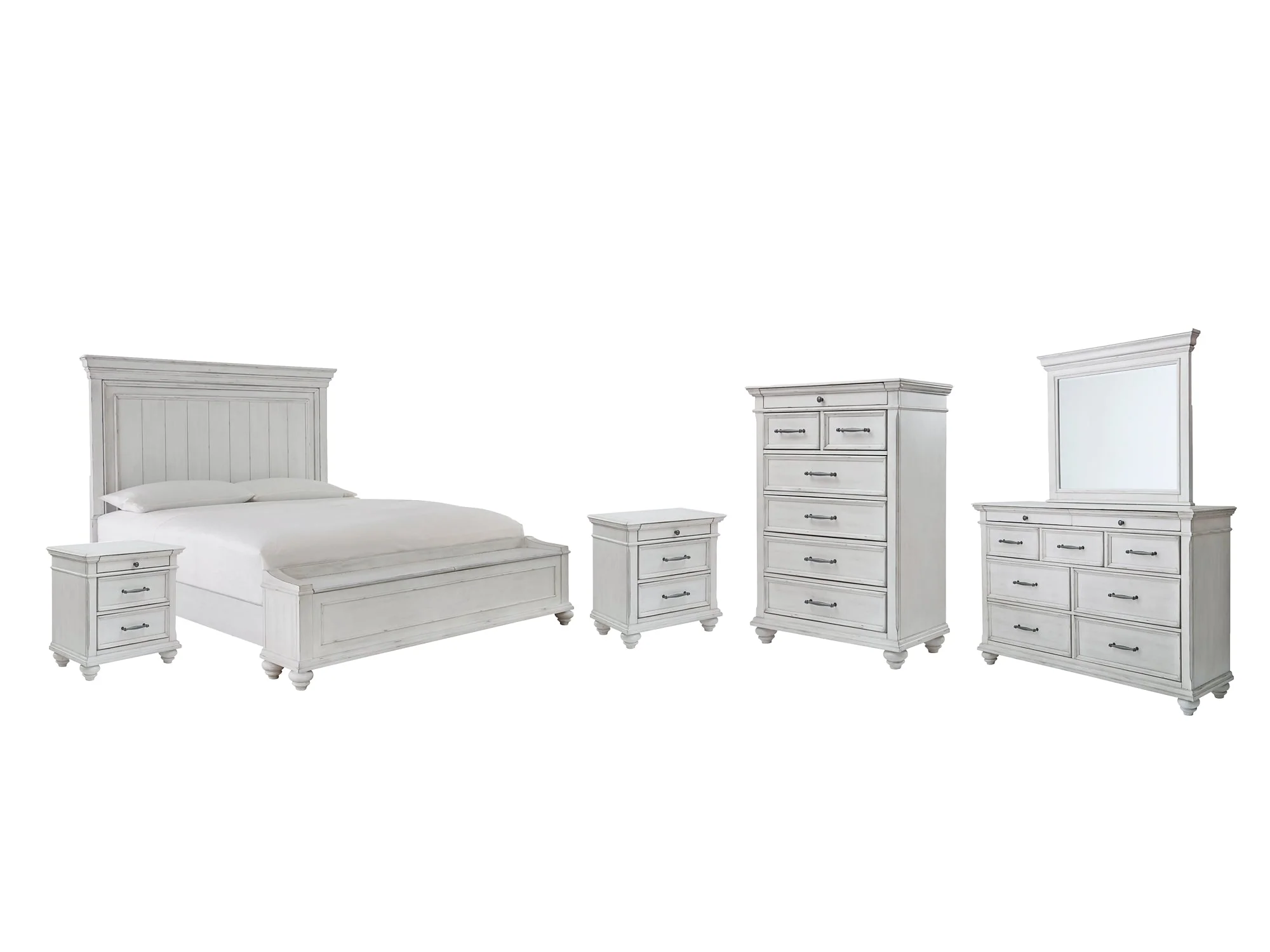 Kanwyn Queen Panel Bed with Storage with Mirrored Dresser, Chest and 2 Nightstands - Image 2