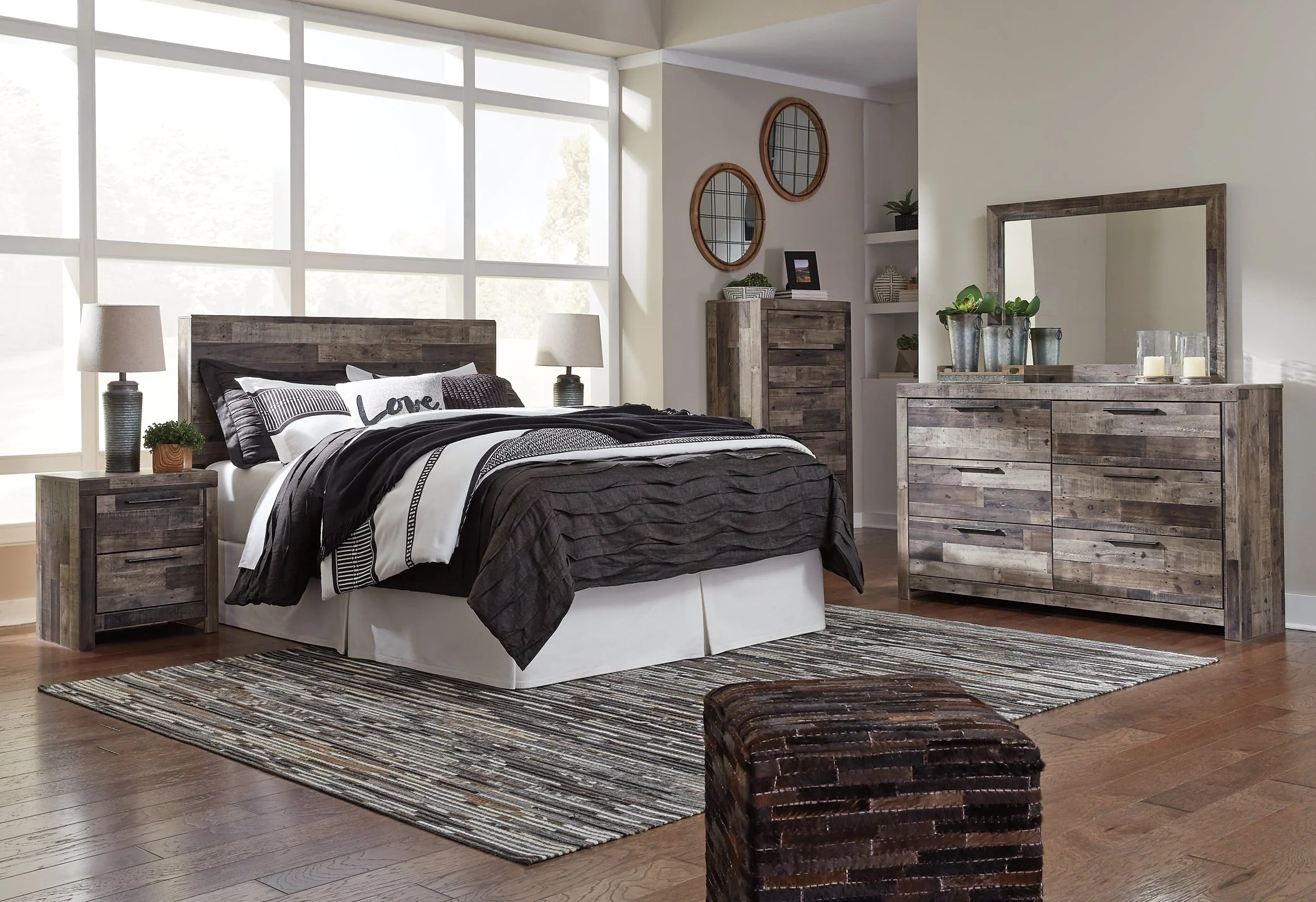 Derekson Queen/Full Panel Headboard with Mirrored Dresser, Chest and Nightstand - Image 11
