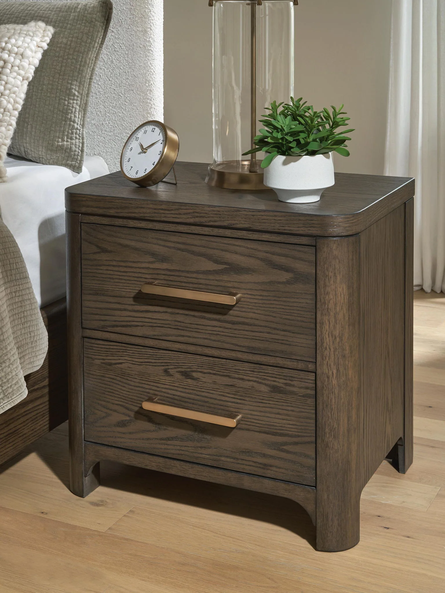 Radkin - Two Drawer Night Stand - Burnished Brown - Image 3