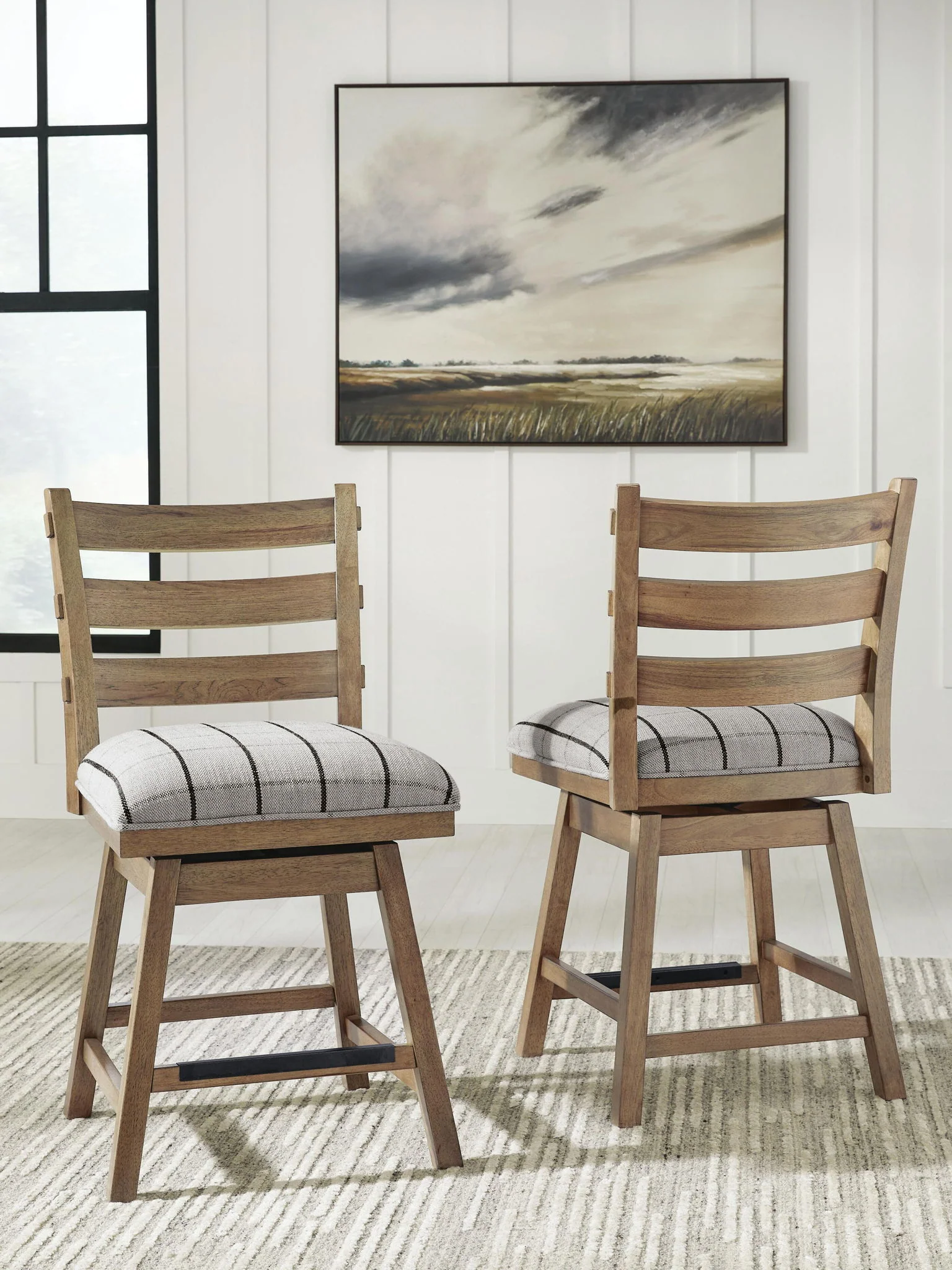 Ridgester - Upholstered Swivel Barstool (Set of 2) - Light Brown - Image 3