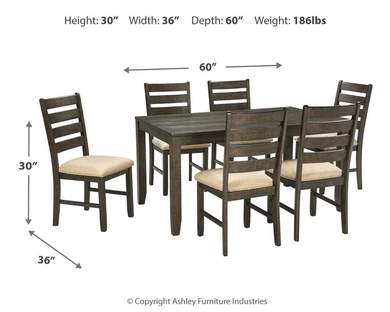 Rokane - Dining Room Table Set (Set of 7) - Brown - Image 4