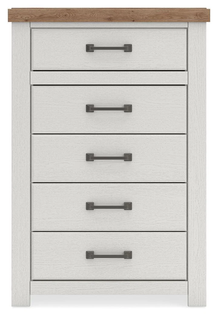 Savonport - Five Drawer Chest - White / Brown - Image 4