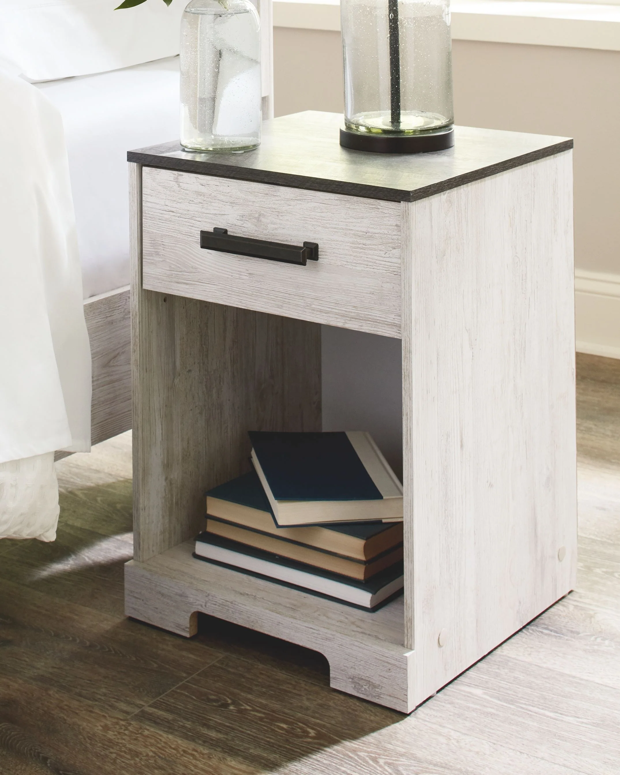 Shawburn - One Drawer Night Stand - Whitewash / Charcoal Gray - Image 4