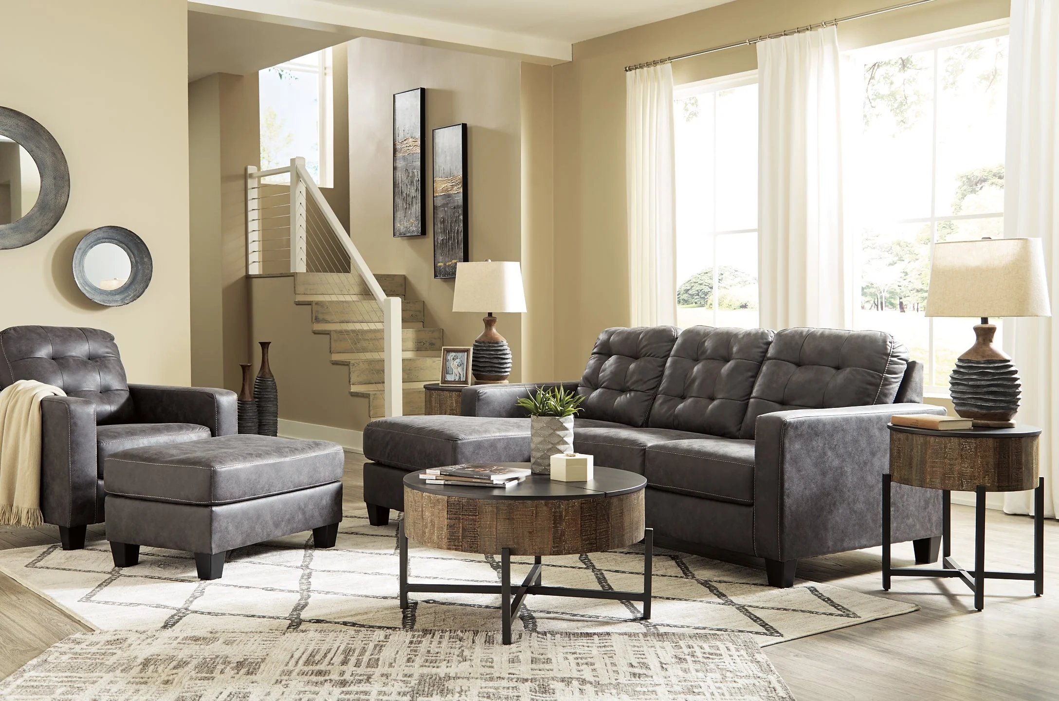 Venaldi Sofa Chaise, Chair, and Ottoman - Image 5
