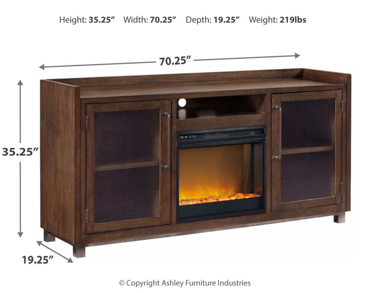 Starmore - 70" TV Stand With Glass/Stone Fireplace Insert - Brown - Image 3