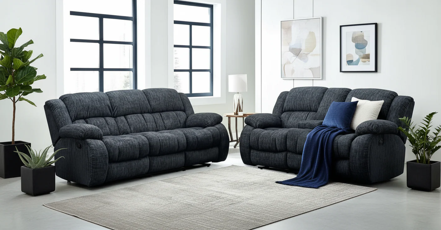 Strider Ebony Reclining Sofa & Loveseat with Cupholders and Storage - Image 4