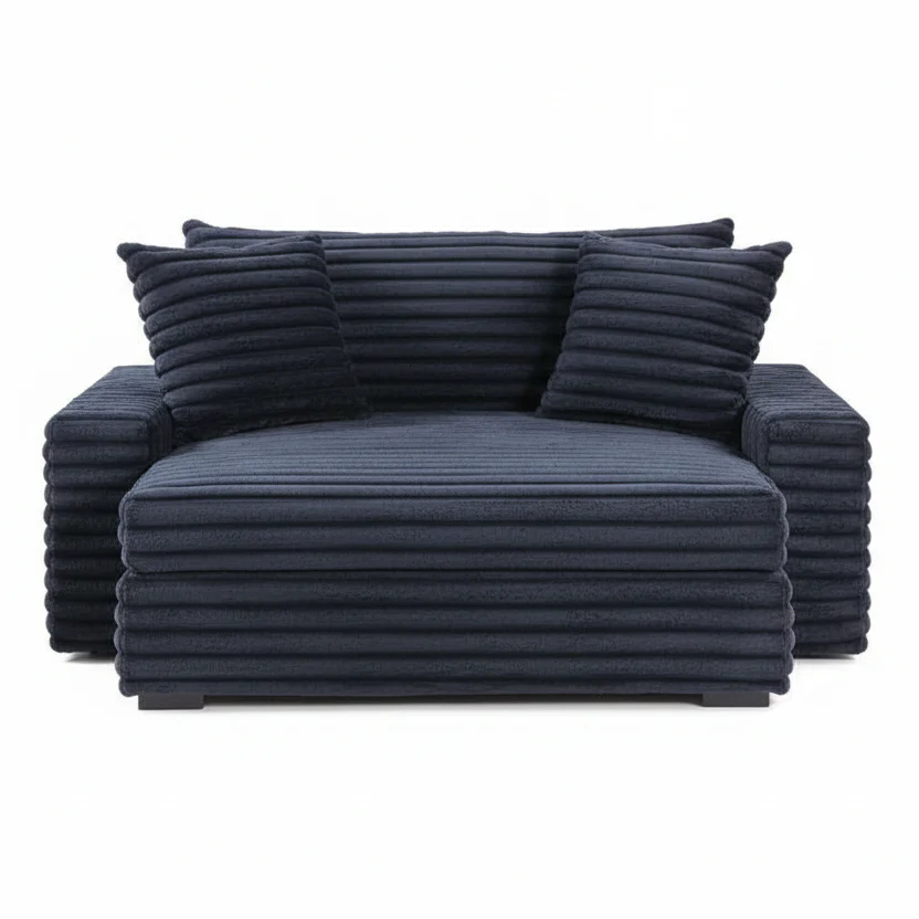 Ricky Black Large Velvet Chaise Lounge with Speaker - Image 2