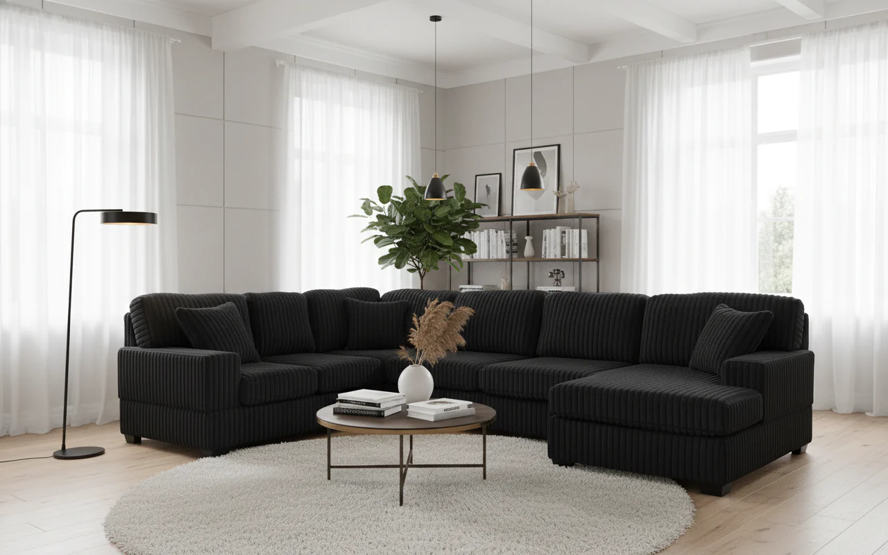 TITAN 142" Corduroy Reversible 3PC Sectional with Chaise - Image 2