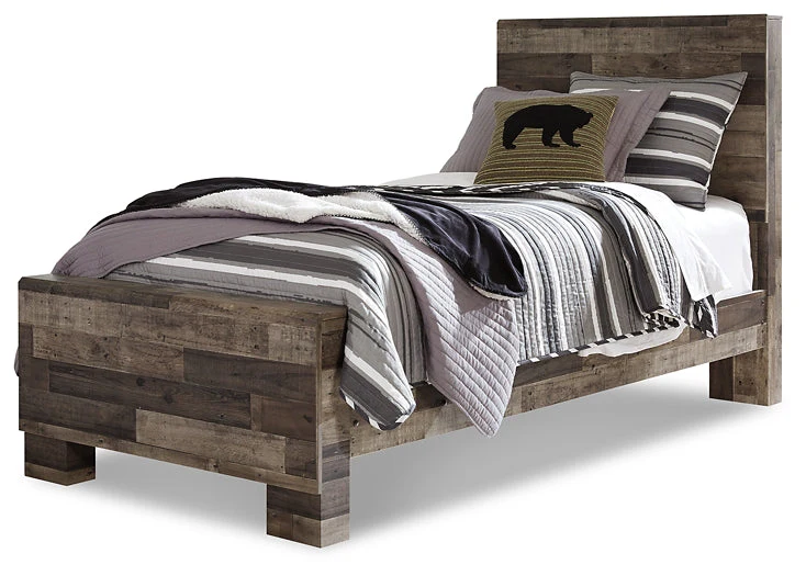Derekson Twin Panel Bed with Mirrored Dresser and Chest - Image 2