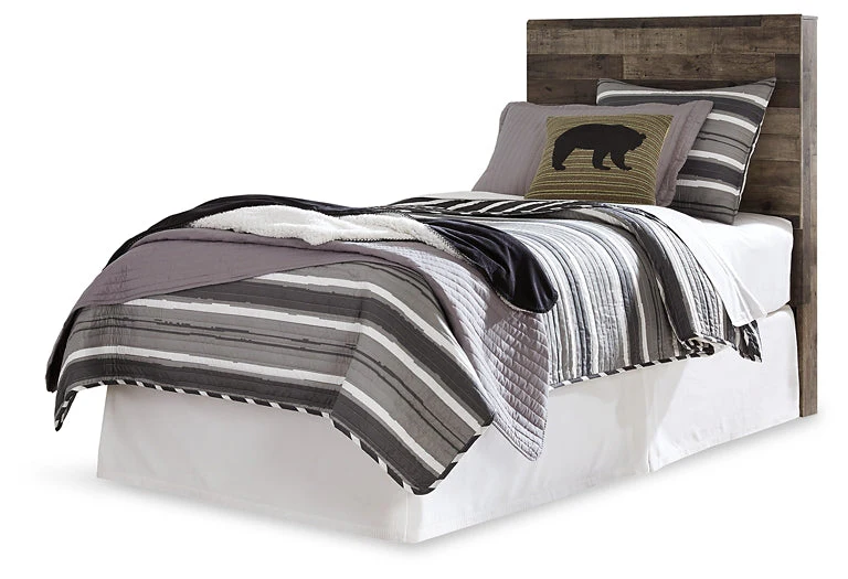 Derekson Twin Panel Headboard with Mirrored Dresser - Image 2