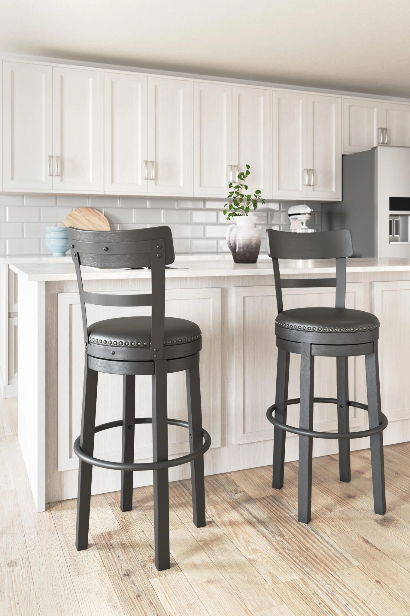 Valebeck - Tall Upholstered Swivel Barstool - Image 4