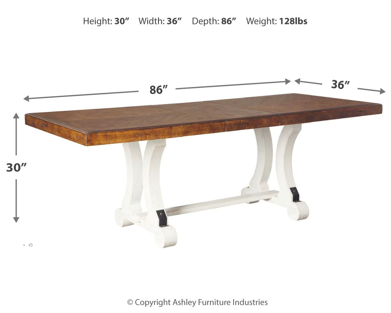 Valebeck - Rectangular Dining Room Table - White / Brown - Image 3