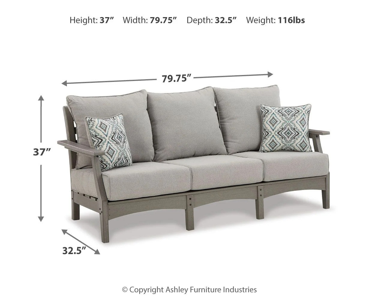 Visola - Sofa with Cushion - Gray - Image 4