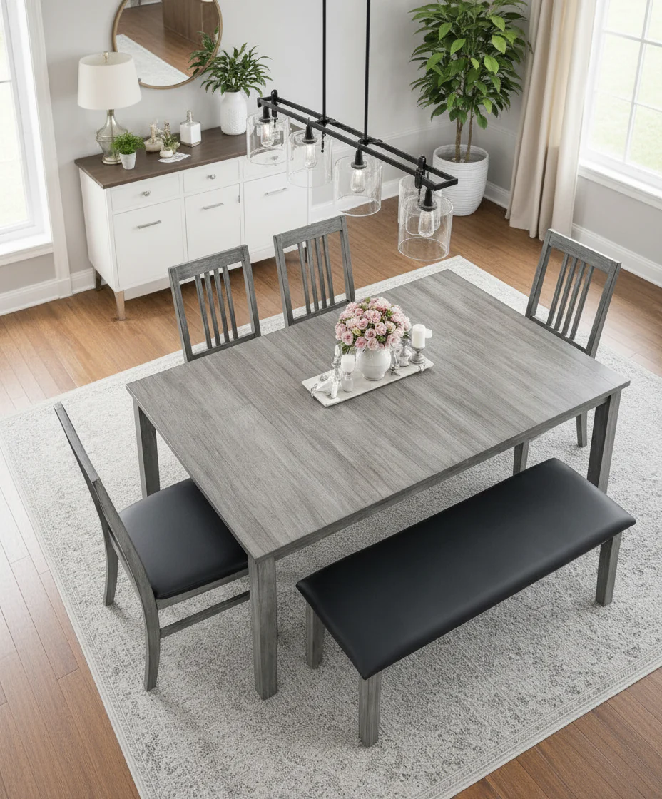 Yadley Table and 4 Chairs and Bench - Image 2